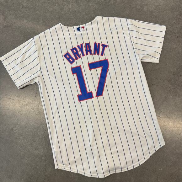 Vintage Other - Vintage Y2k Chicago Cubs Pinstripe White Blue Mlb Baseball Youth Large Jersey